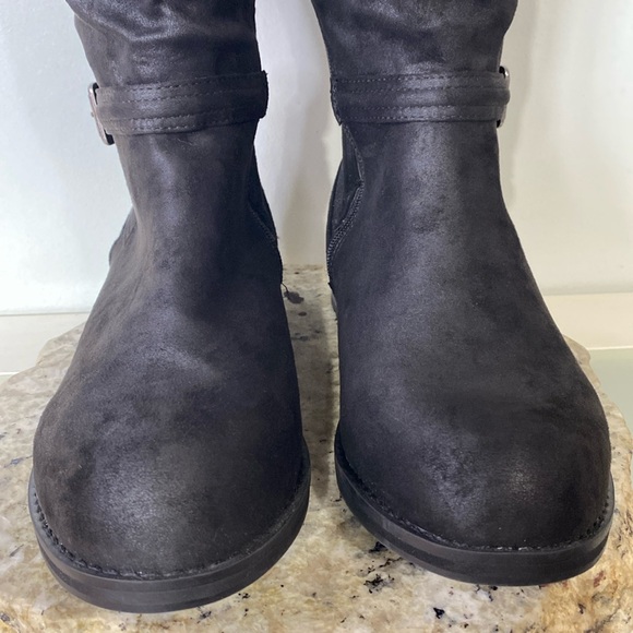 Dream Cloud Faux-Leather Black Casual Buckle Detailed Riding Boot Women Size 12 - Picture 7 of 16